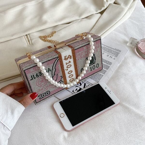 Luxury Brand Rhinestone Dollar Clutch Crystal Purses - Image 4